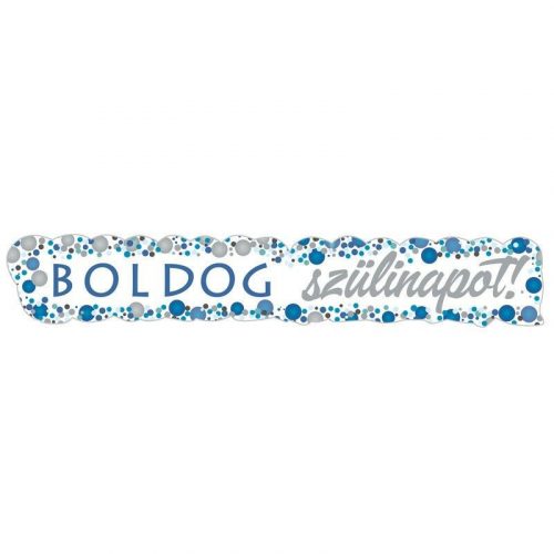 Boldog Szülinapot! Kék Pasztell Konfettis Banner - 148 cm x 27 cm