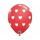 11 inch-es Big Hearts Red and White Szives Szerelmes Lufi (6 db/csomag)