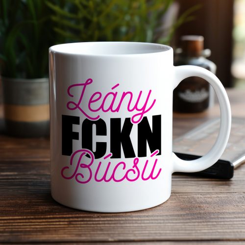 Leány - FCKN - búcsú bögre lánybúcsúra pink